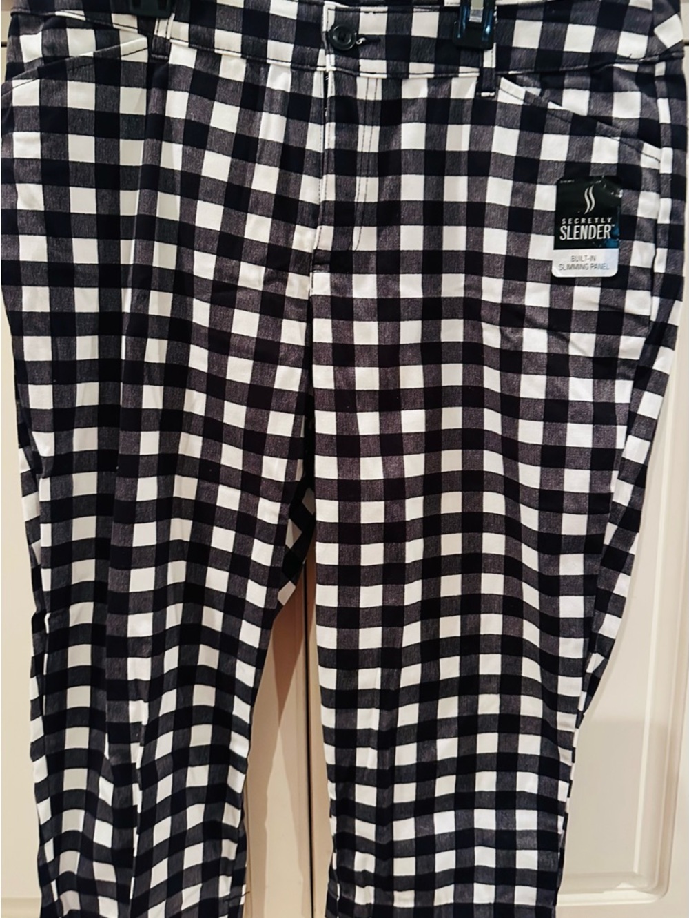 NWT Ladies size 14 Black and White Checked Chinos